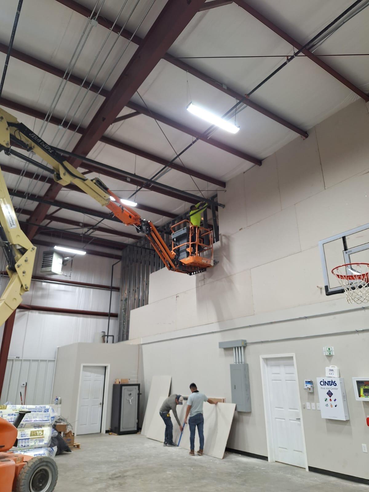 Commercial drywall work in progress