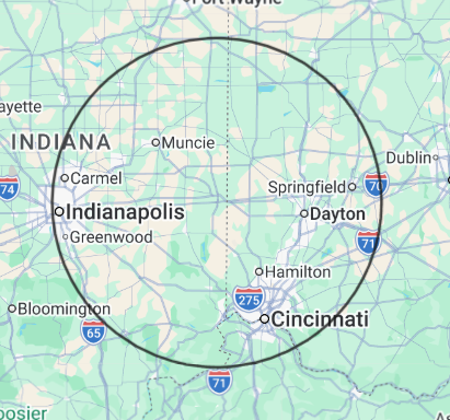 Map showing the VADYS Construction service area